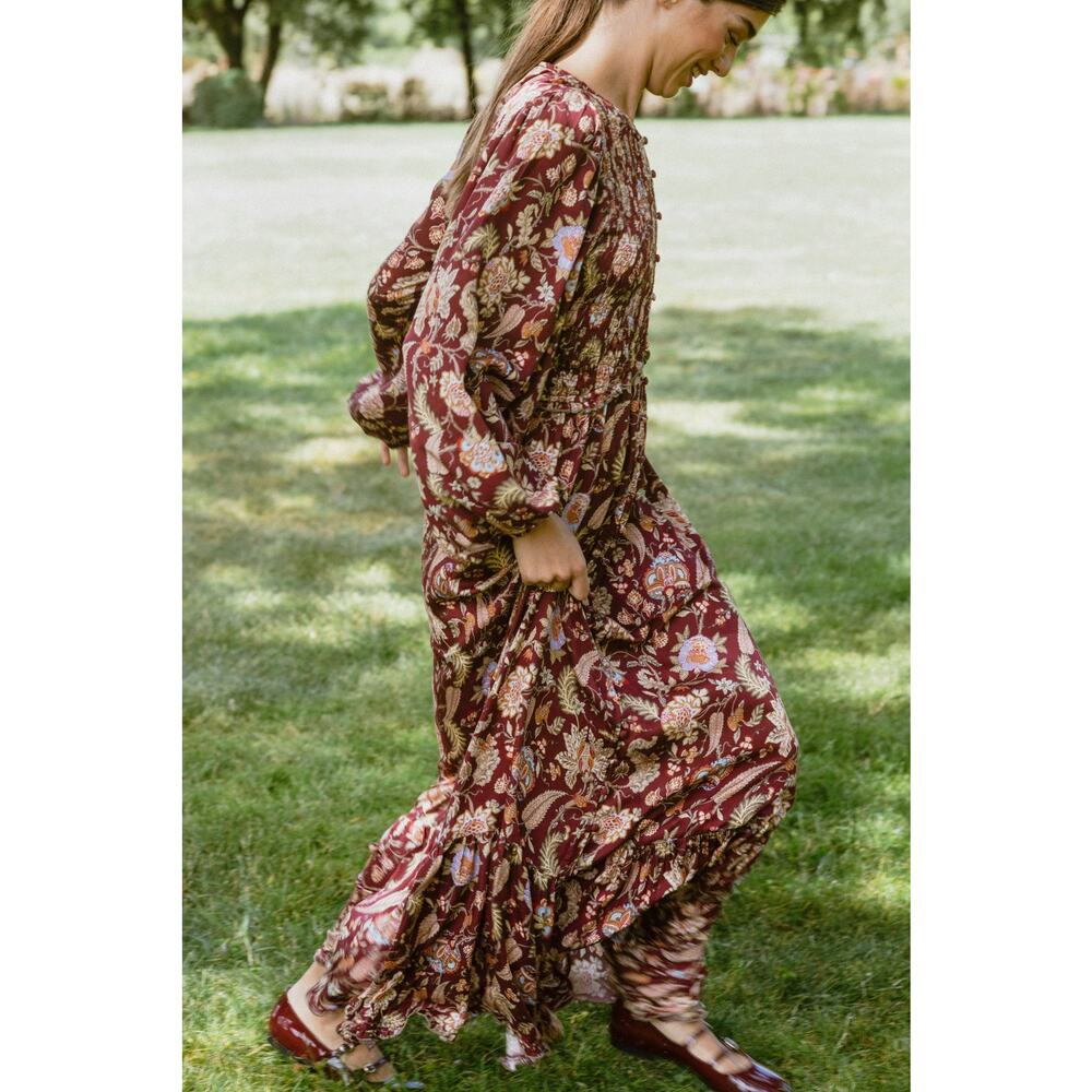 Sonmer Magnolia Burgundy Maxi Viscose Dress